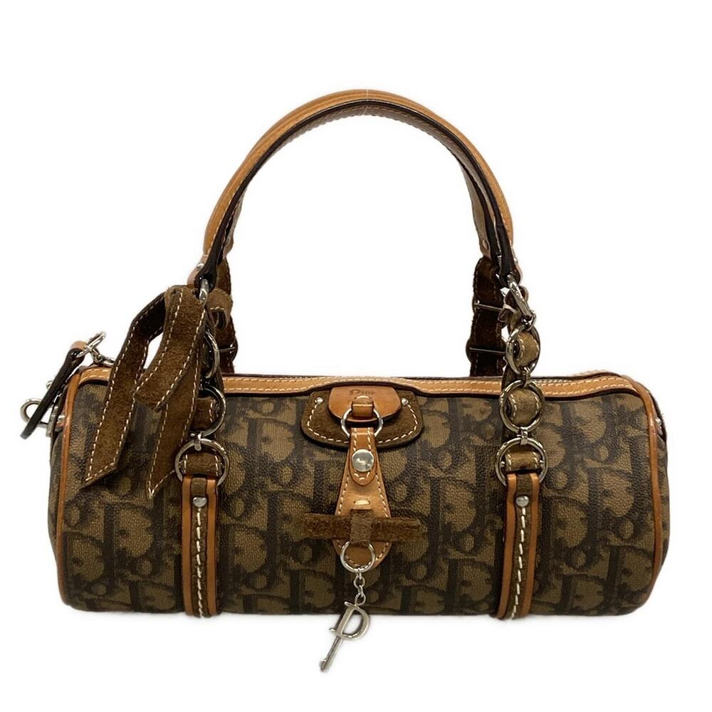 Christian Dior DIOR/ChristianDior Romantique Handbag Brown Black PVC Leather - Picture 1 of 15